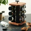ACACIA LUX Carrousel à épices 12 Pots Pivotant 360° Noir, Naturel^CASA Sale