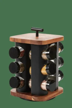 ACACIA LUX Carrousel à épices 12 Pots Pivotant 360° Noir, Naturel^CASA Sale