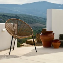 ACAPULCO Chaise Lounge Noir, Naturel^CASA Best