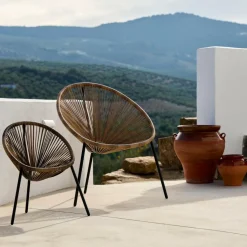 ACAPULCO Chaise Lounge Noir, Naturel^CASA Best