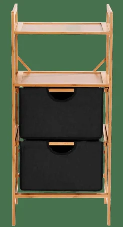 BAMBOO Armoire à 2 Tiroirs Noir, Naturel^CASA Sale