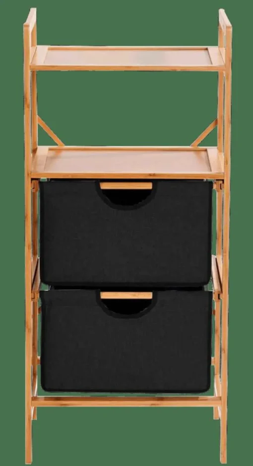 BAMBOO Armoire à 2 Tiroirs Noir, Naturel^CASA Sale