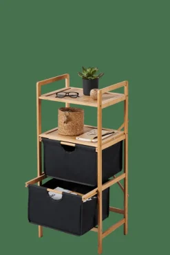 BAMBOO Armoire à 2 Tiroirs Noir, Naturel^CASA Sale