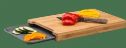BAMBOO Planche à Découper Avec Récipient Gris, Naturel^CASA Sale