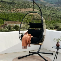 BAZAI Chaise Suspendue Avec Support Noir^CASA Sale