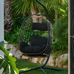 BAZAI Chaise Suspendue Avec Support Noir^CASA Sale