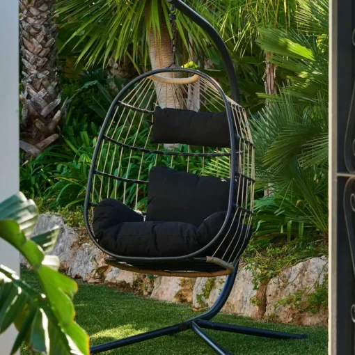 BAZAI Chaise Suspendue Avec Support Noir^CASA Sale