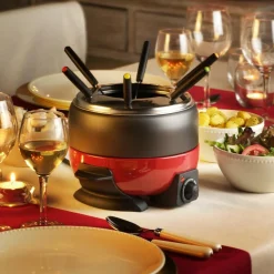 DINNER Set à Fondue 6 Fourchettes Noir, Rouge^CASA Clearance