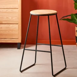 GIULIA Tabouret De Bar Noir, Naturel^CASA Online