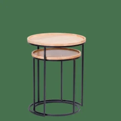 GOM Tables D'appoint Set De 2 Noir, Naturel^CASA Sale