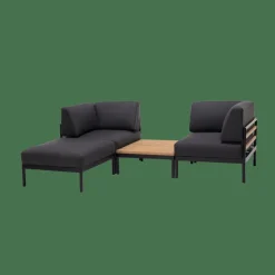 HANNA Lounge Teck Fauteuil Coin Noir^CASA Clearance
