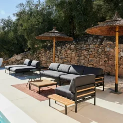 HANNA Lounge Teck Table D'appoint Noir, Naturel^CASA Sale