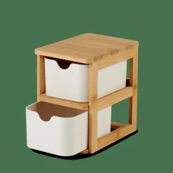 KONDO Organisateur 2 Tiroirs Blanc, Naturel^CASA Clearance