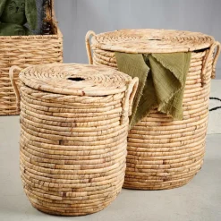 MILEY Panier à Linge Avec Couvercle Et Poignées Naturel^CASA Discount