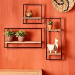 MIX&MATCH Étagère à Suspendre Noir, Naturel^CASA Outlet