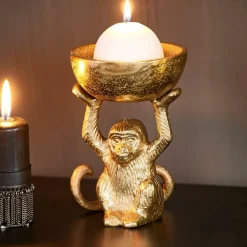 MONKEY Support Bougie Chauffe-plat Doré^CASA Best