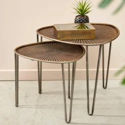 OVO Tables D'appoint Set De 2 38X38X35CM/46.5X46.5X41CM Argent, Cuivre^CASA