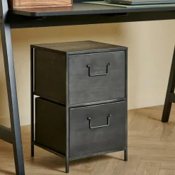 PHARMA Armoire à 2 Tiroirs Noir^CASA Clearance