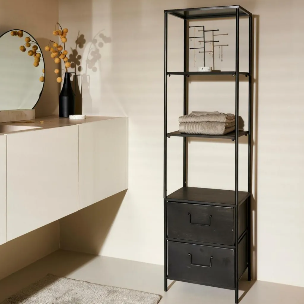 PHARMA Étagère Murale Avec 2 Tiroirs Noir^CASA Hot