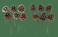 PINECONE Pommes De Pin Set De 6 2 Couleurs Blanc, Argent^CASA Clearance