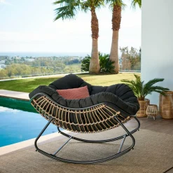 ROCKO Chaise à Bascule Noir^CASA