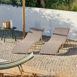 SILVES Chaise Longue Set De 2 Sable^CASA Outlet