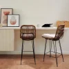 SUMATRA Tabouret De Bar Noir, Naturel^CASA Outlet