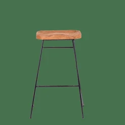 TEAK Tabouret De Bar Noir, Naturel^CASA Hot