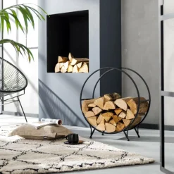 WHEEL Étagère Pour Bois Noir^CASA Online