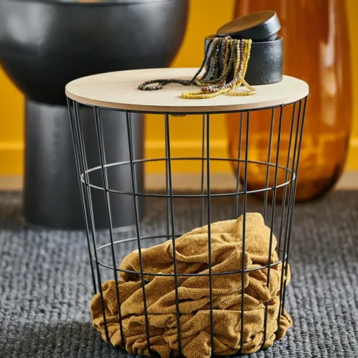 WIRE Table D'appoint Noir, Naturel^CASA Clearance