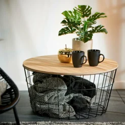 WIRE XL Table D'appoint XL Noir, Naturel^CASA Online